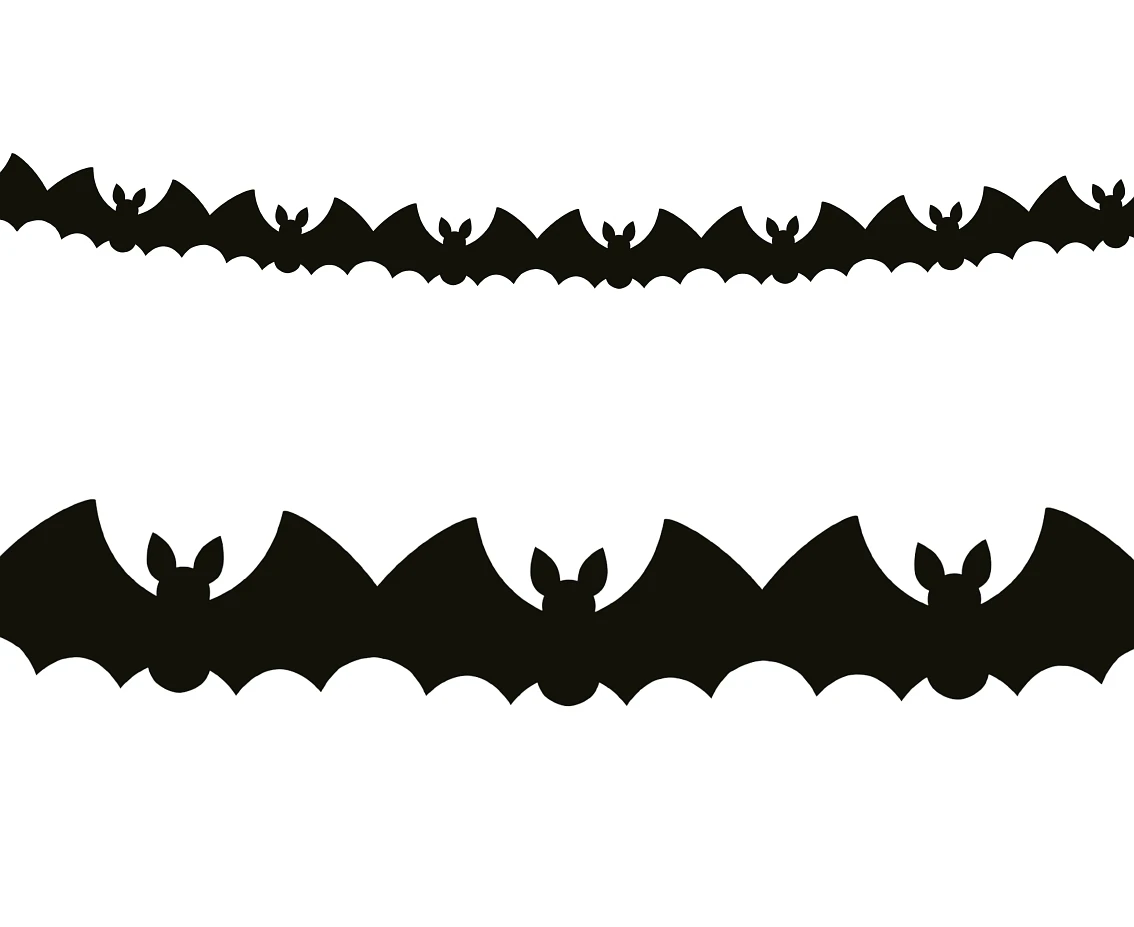 Bat paper garland, black, 10.5x25x300 cm