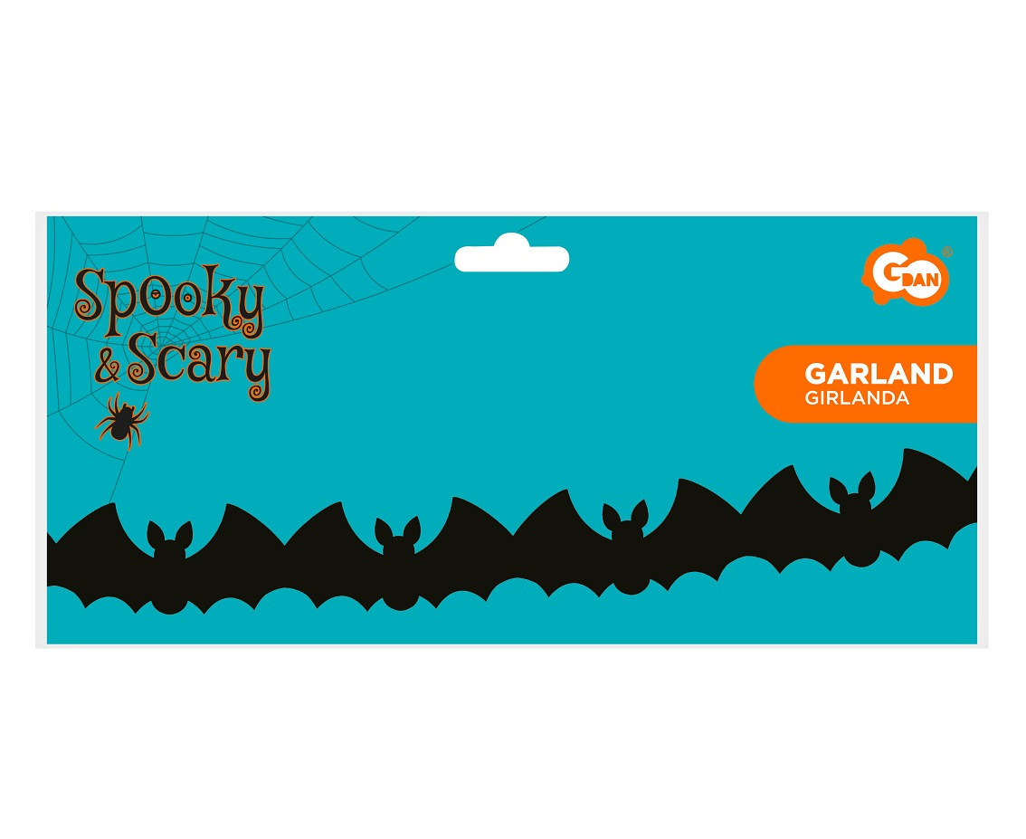 Bat paper garland, black, 10.5x25x300 cm