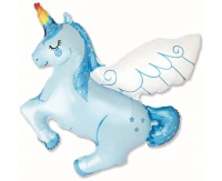 Foil balloon 24" FX - Unicorn - Rainbow horn, blue,  unpacked (flat) EOL