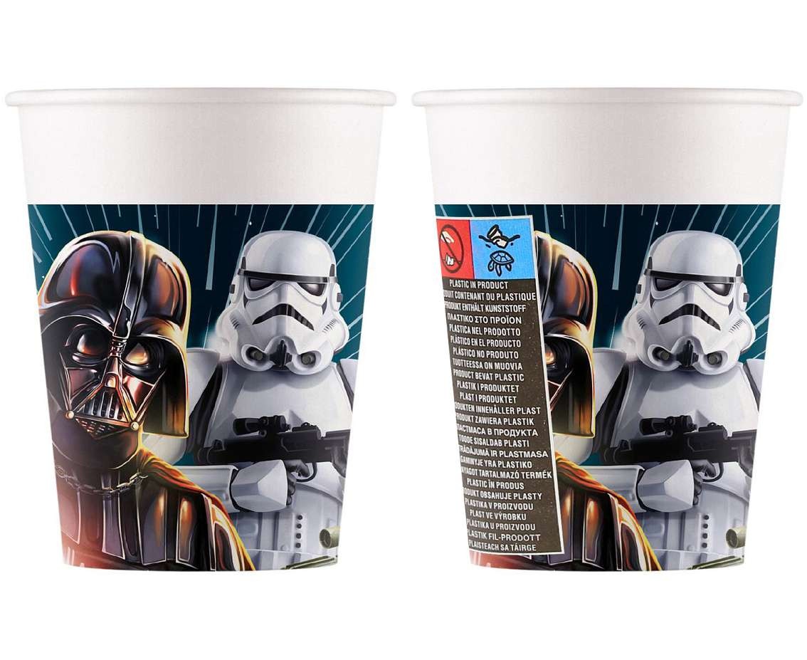 Paper cups (WM) Star Wars Galaxy, 200ml, 8 pieces (SUP label)