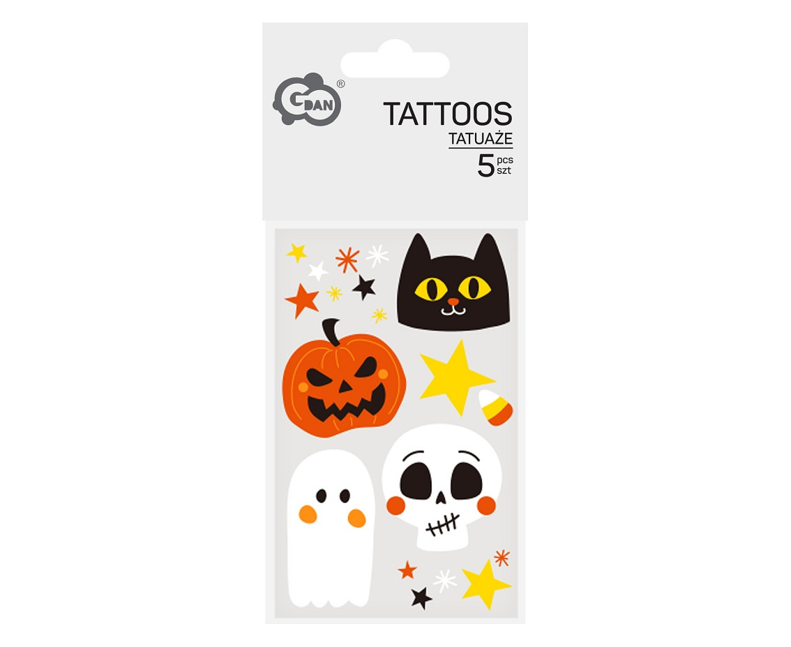 "Halloween" washable tattoo set, 12x7,5 cm / 5 sheets