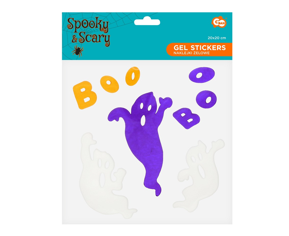 Gel stickers "Ghosts - BOO", 20x20 cm / 1 sheet