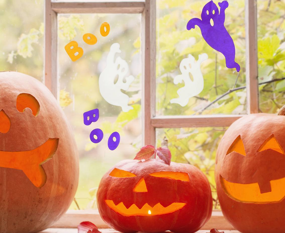 Gel stickers "Ghosts - BOO", 20x20 cm / 1 sheet