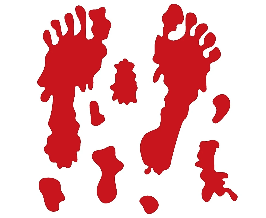 Gel stickers "Bloody feet", 20x20 cm / 1 sheet