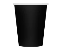 Paper cups, solid colour, black, 250 ml/ 6 pcs