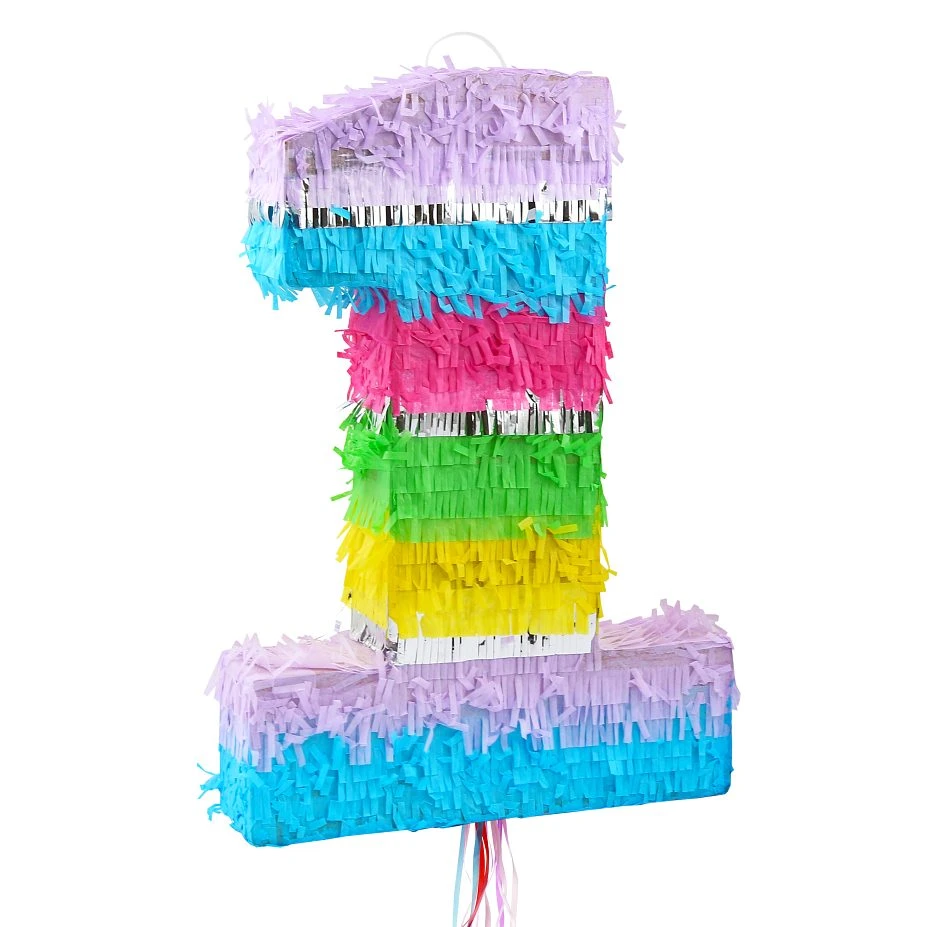 Pinata digit "1", pastel, size 50x35x7.5 cm