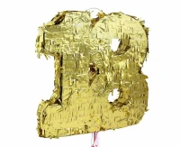 Pinata digit "18", metallic gold, size 50x35x7.5 cm EOL