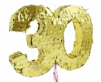 Pinata digit "30", metallic gold, size 50x35x7.5 cm EOL