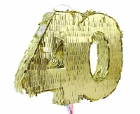 Pinata digit "40", metallic gold, size 50x35x7.5 cm EOL