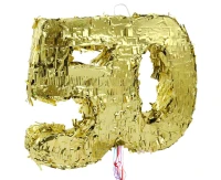 Pinata digit "50", metallic gold, size 50x35x7.5 cm EOL