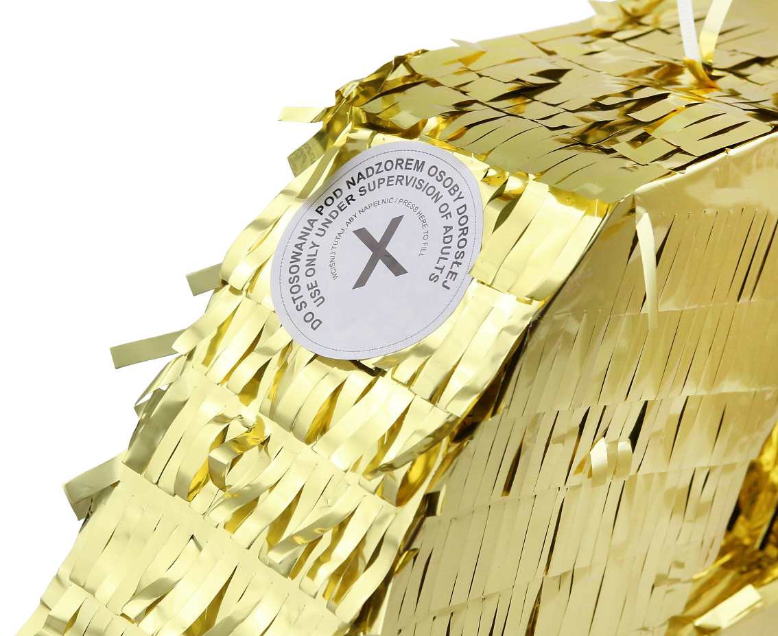 Pinata digit "60", metallic gold, size 50x35x7.5 cm EOL