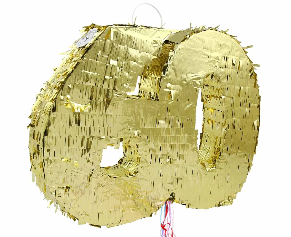 Pinata digit "60", metallic gold, size 50x35x7.5 cm EOL