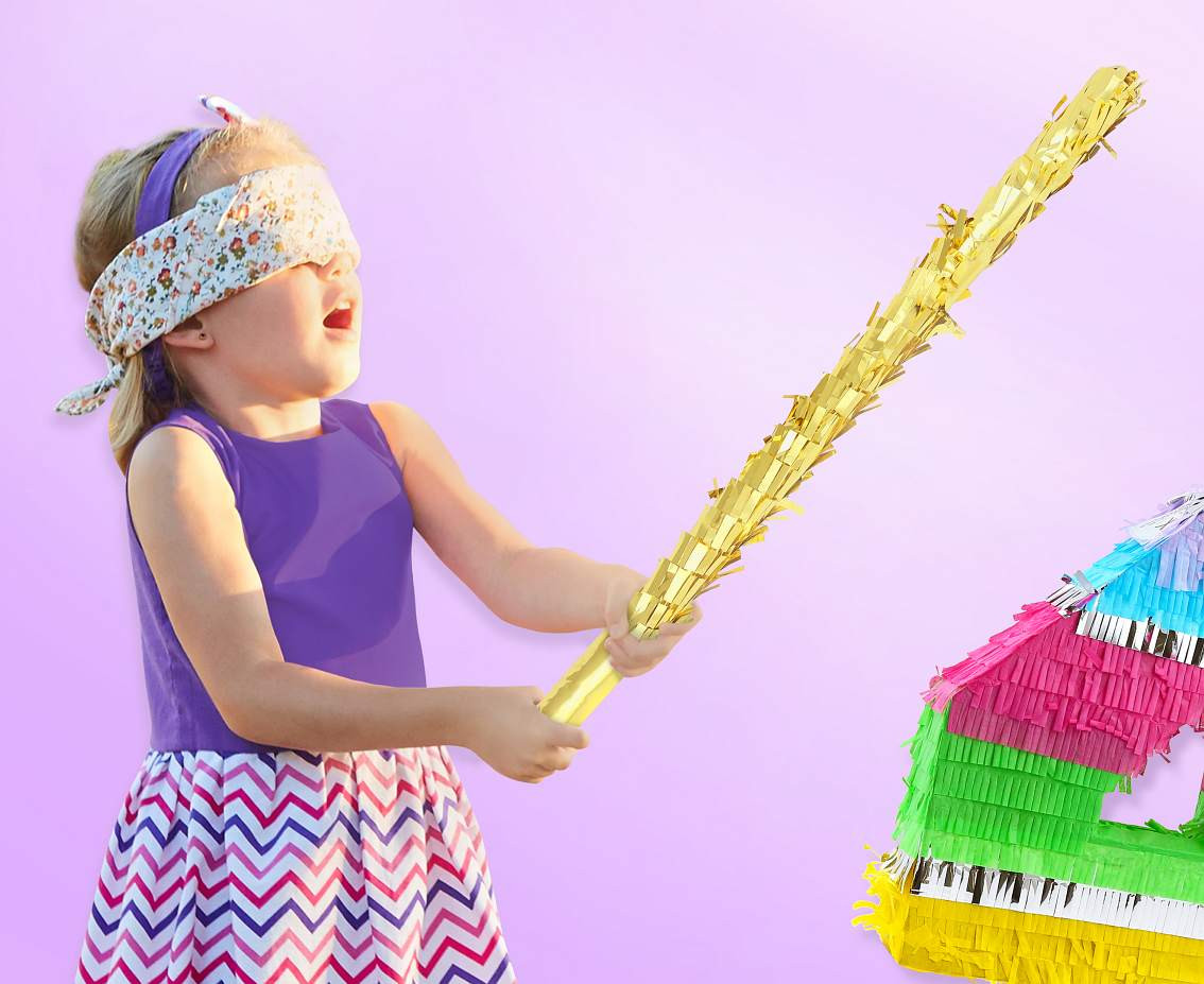 Pinata stick, foil metallic gold, 50 cm
