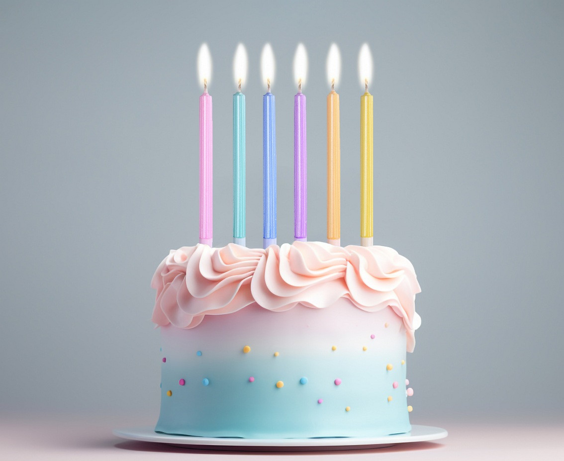 Candles, macaron mix, metallic, 12 cm, 6 pcs