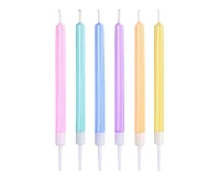 Candles, macaron mix, metallic, 12 cm, 6 pcs