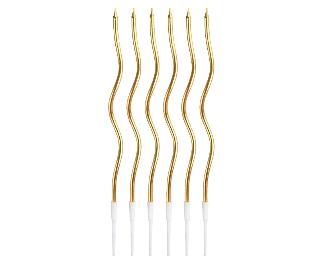 B&C swirl metallic candles, gold, 16 cm, 6 pcs