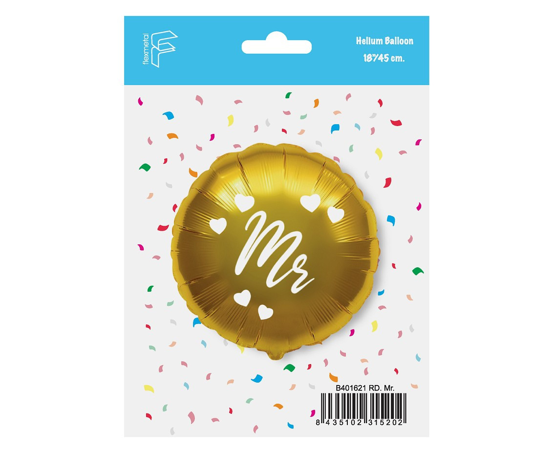 Foil balloon 18" FX - Mr, gold, packed EOL