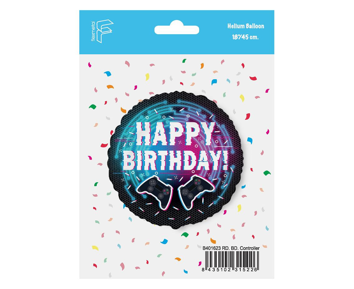 Foil balloon 18" FX - Happy Birthday - Controller, packed