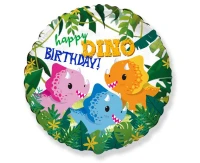 Foil balloon 18" FX - Happy Birthday - Dino, packed EOL