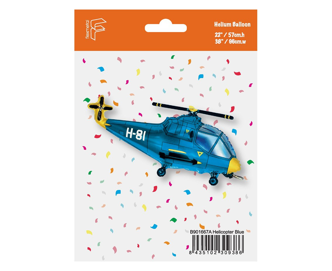 Foil Balloon 24" FX - "Helicopter" (blue), packed EOL