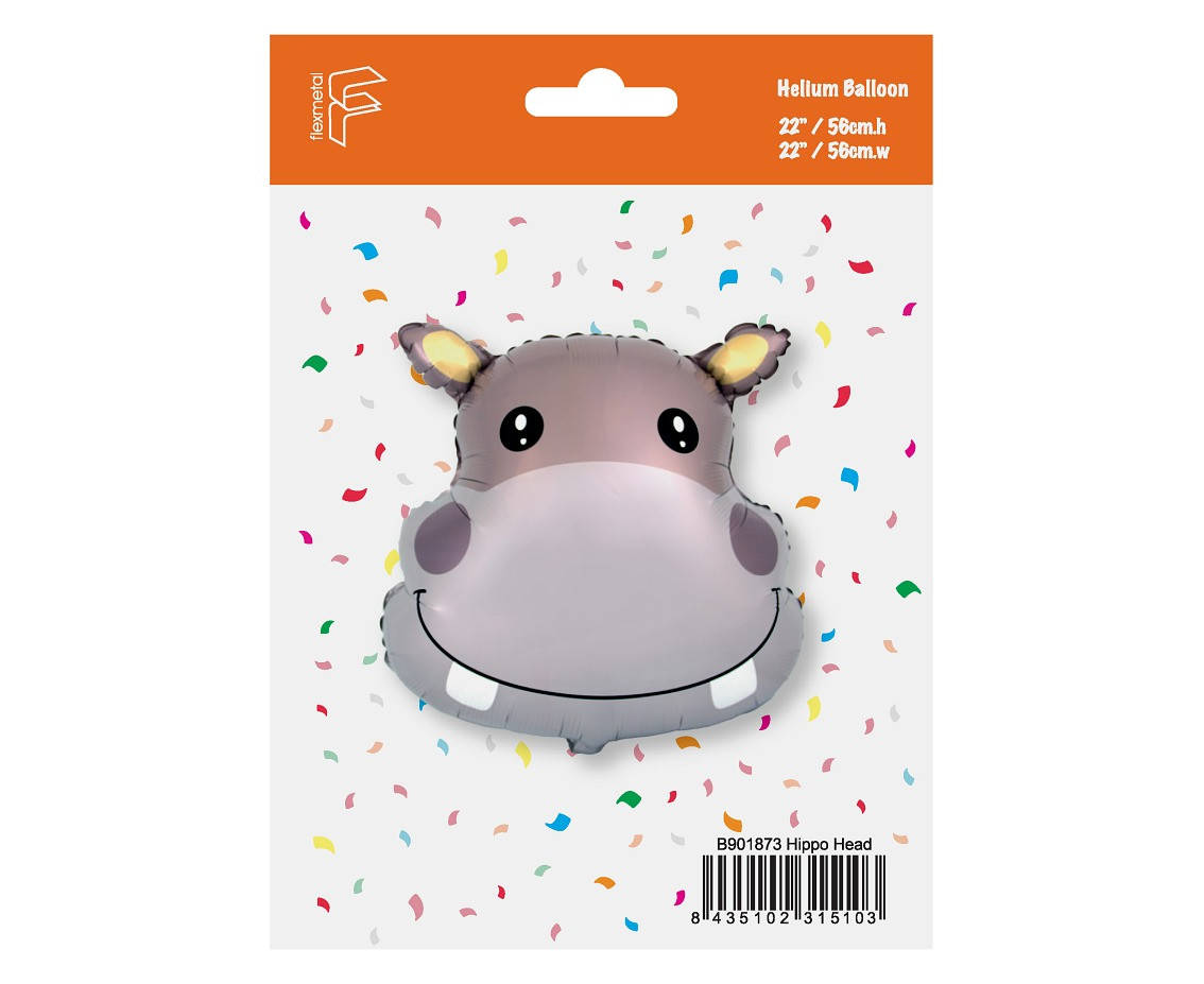 Foil balloon 24" FX - Hippo (head), packed