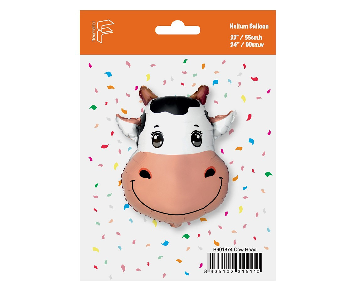 Foil balloon 24" FX - Cow (head), packed EOL