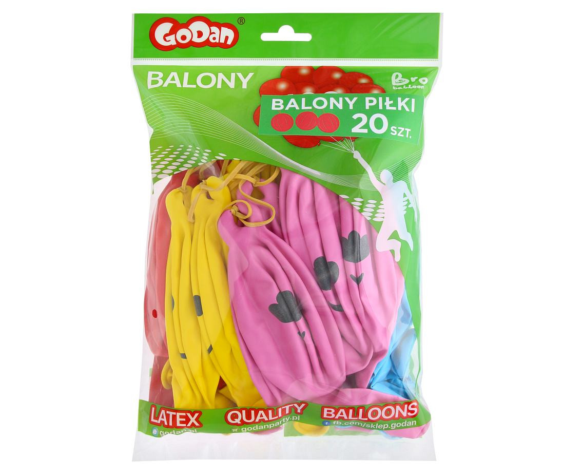 Balloons balls with smiles, 20 pcs.