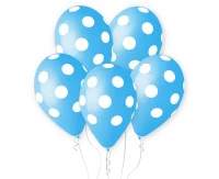 Balloons B&C 12", pastel blue dots, 50pcs
