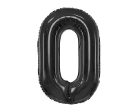 Foil balloon B&C, number 0, matt black, 85 cm