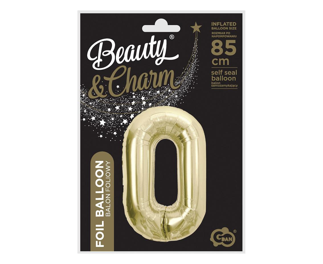 Foil balloon B&C, number 0, champagne, 85 cm