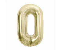Foil balloon B&C, number 0, champagne, 85 cm