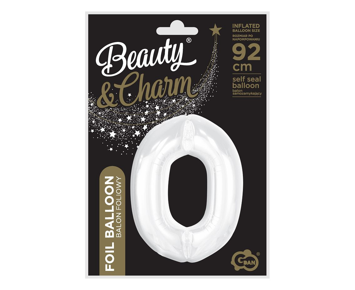 Foil balloon B&C, number 0, white, 92 cm (air) EOL