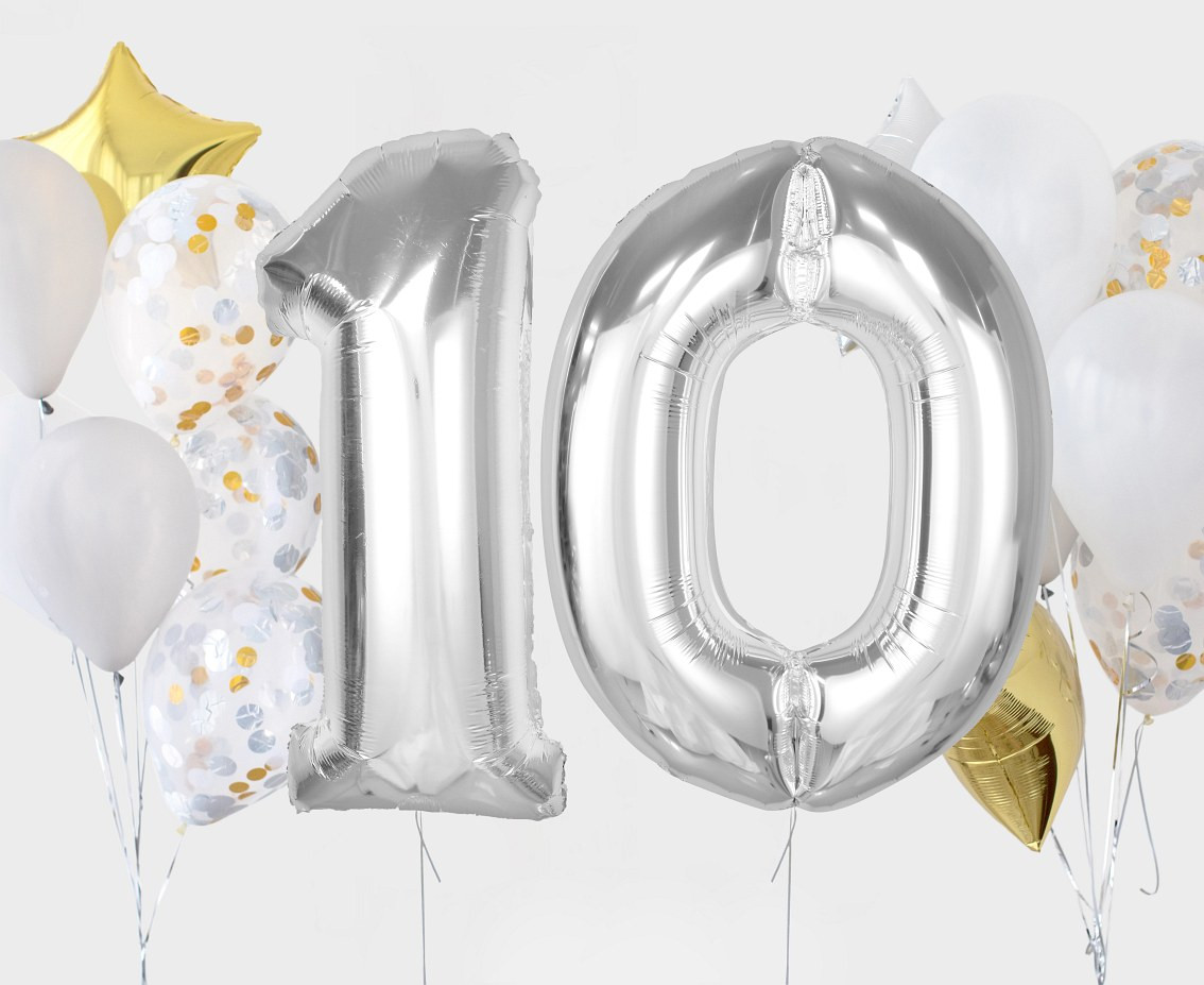 Foil balloon Smart, number 0, silver, 92 cm EOL