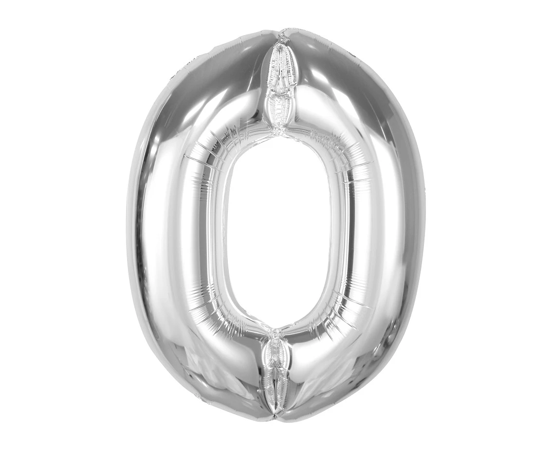 Foil balloon Smart, number 0, silver, 92 cm EOL