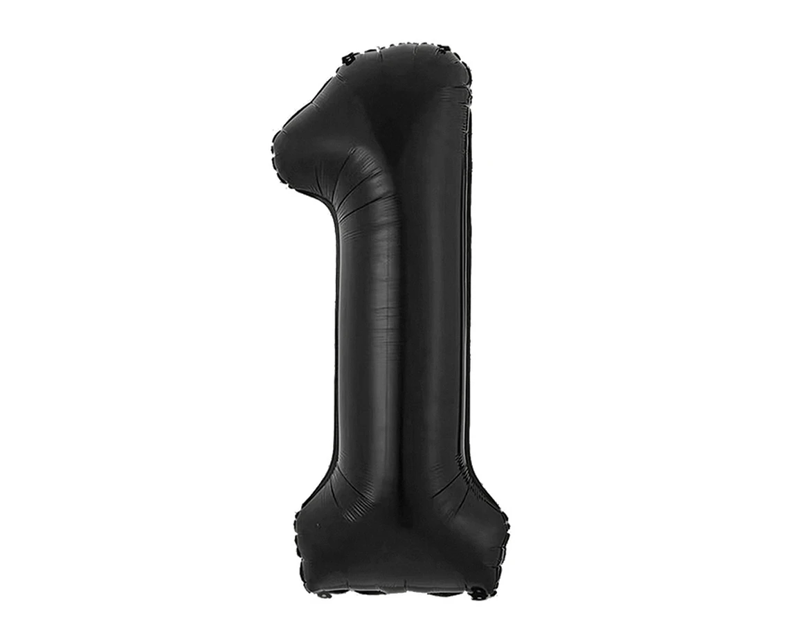 Foil balloon B&C, number 1, matt black, 85 cm