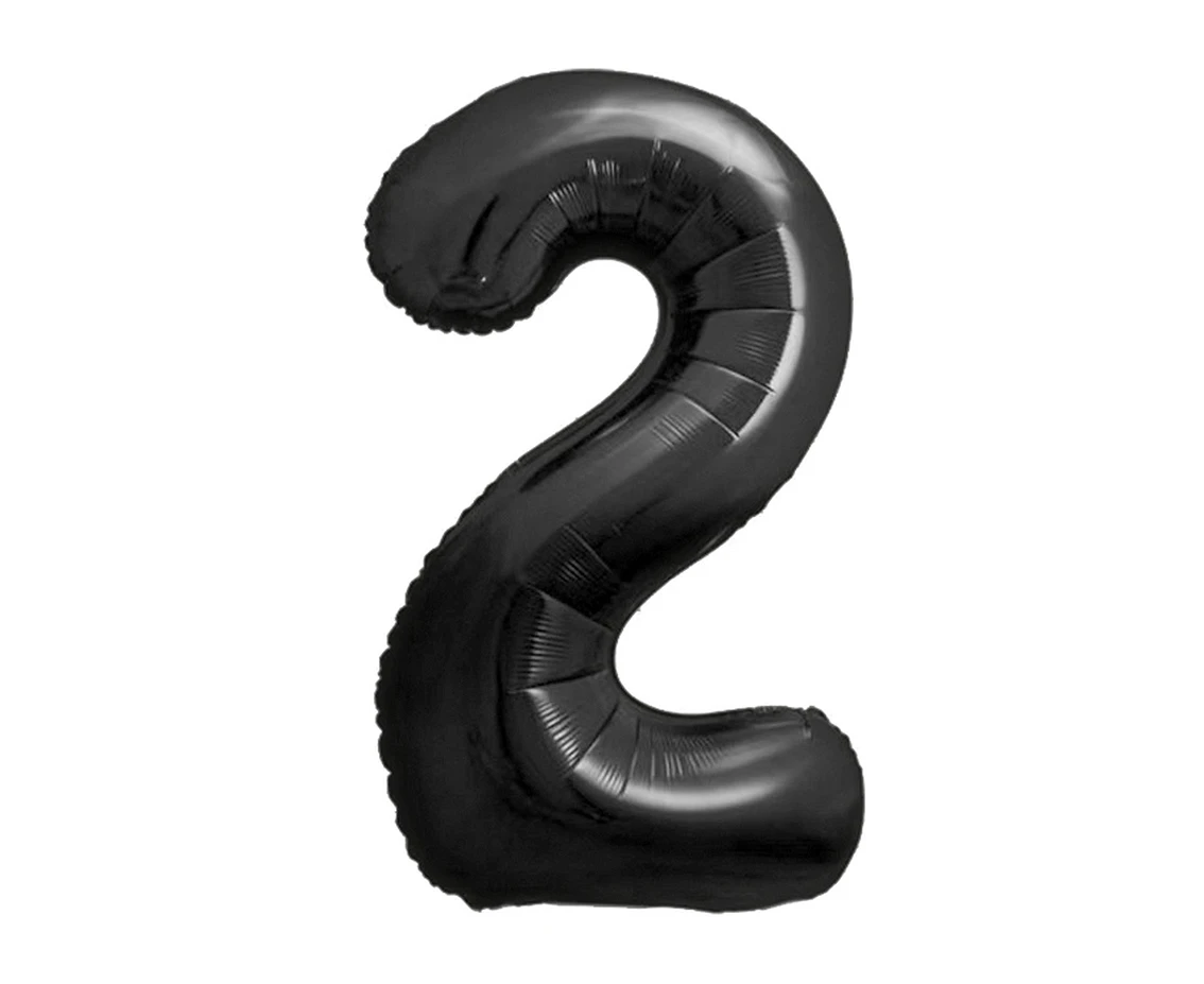 Foil balloon B&C, number 2, matt black, 85 cm
