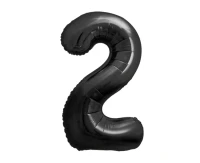 Foil balloon B&C, number 2, matt black, 85 cm