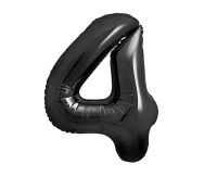 Foil balloon B&C, number 4, matt black, 85 cm
