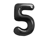 Foil balloon B&C, number 5, matt black, 85 cm