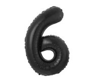 Foil balloon B&C, number 6, matt black, 85 cm