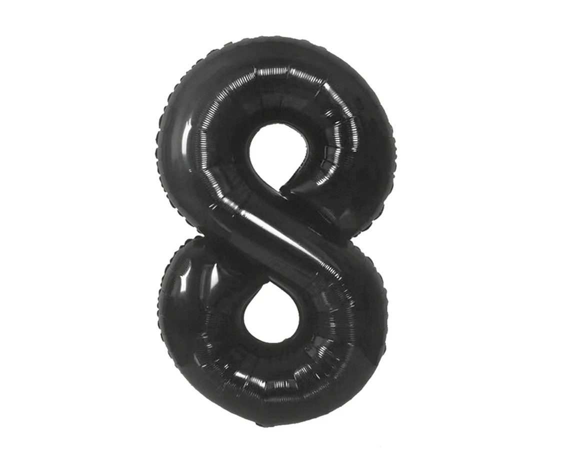 Foil balloon B&C, number 8, matt black, 85 cm