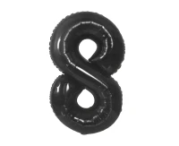 Foil balloon B&C, number 8, matt black, 85 cm