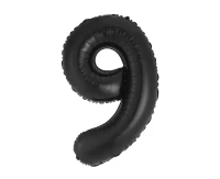 Foil balloon B&C, number 9, matt black, 85 cm