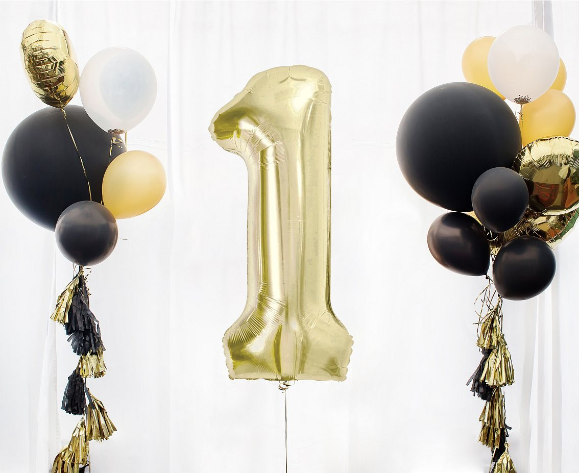 Foil balloon B&C, number 1, champagne, 85 cm