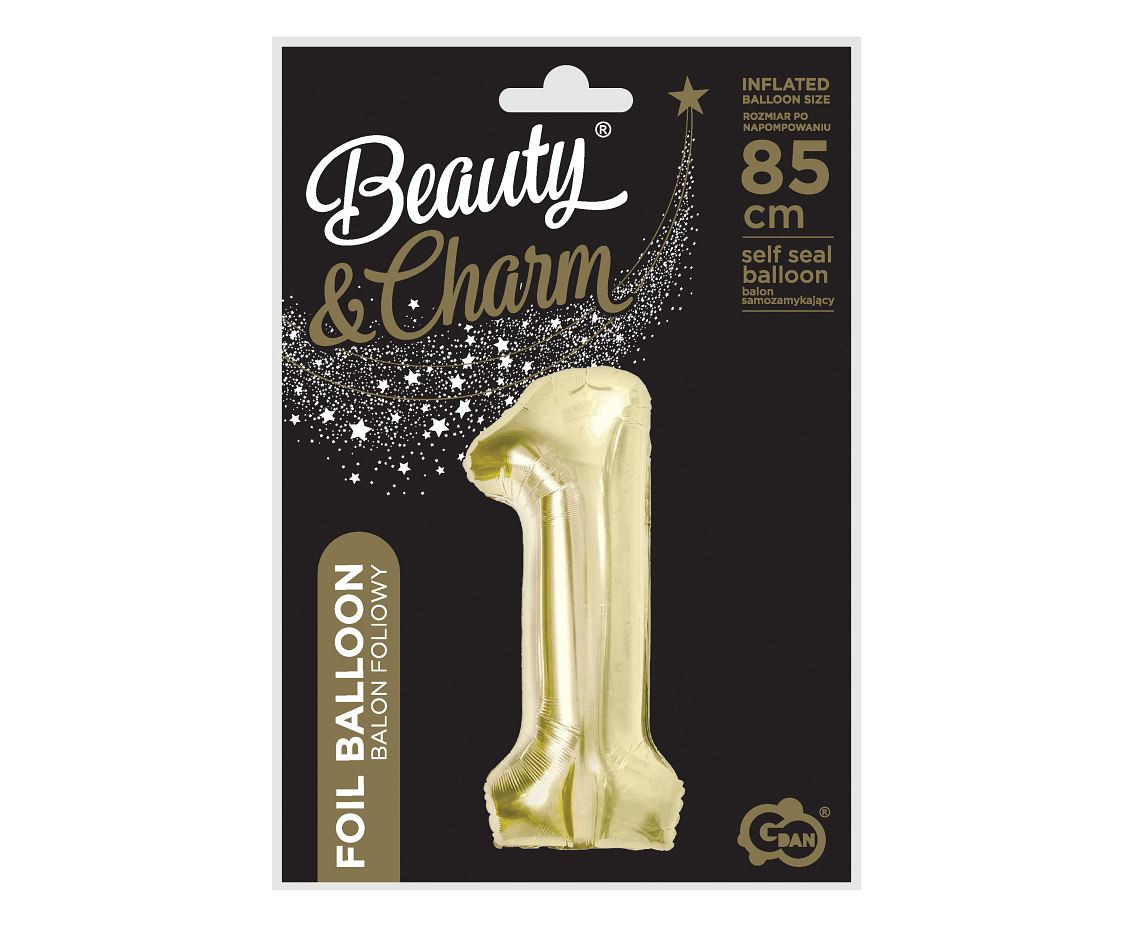 Foil balloon B&C, number 1, champagne, 85 cm