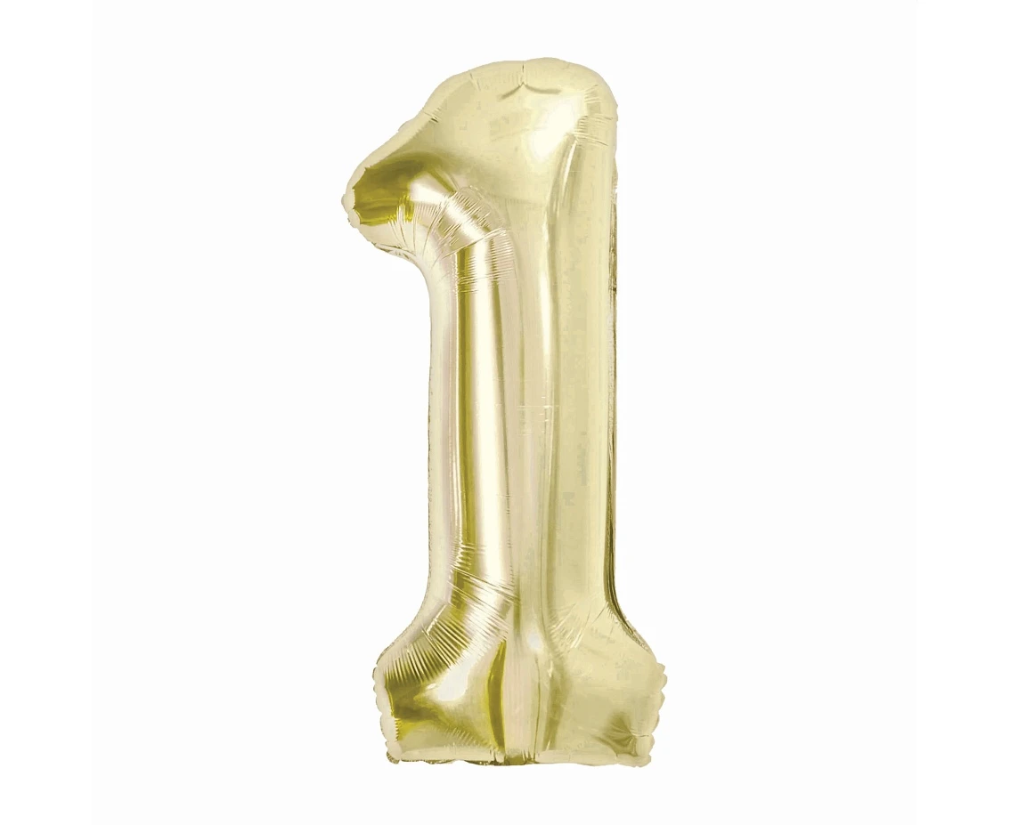 Foil balloon B&C, number 1, champagne, 85 cm