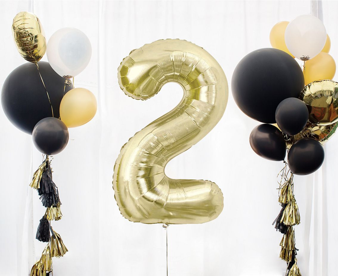 Foil balloon B&C, number 2, champagne, 85 cm