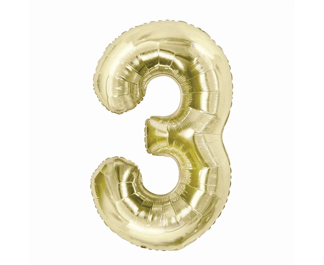 Foil balloon B&C, number 3, champagne, 85 cm