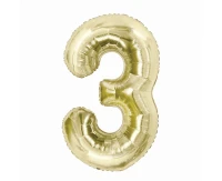 Foil balloon B&C, number 3, champagne, 85 cm