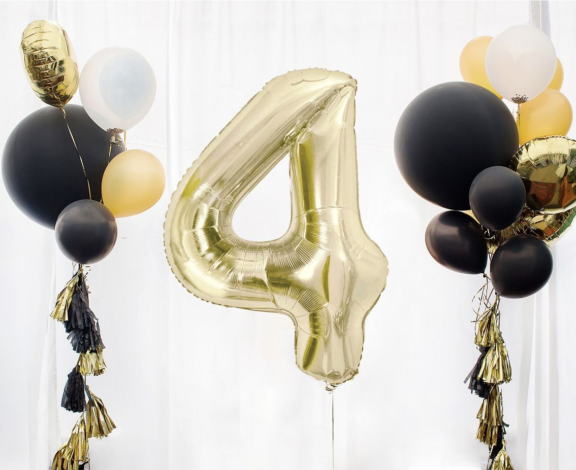 Foil balloon B&C, number 4, champagne, 85 cm